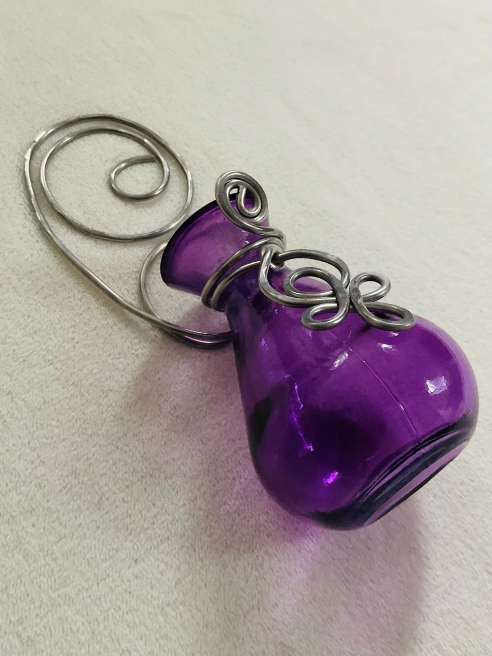 Purple Celtic Knot Hanging Glass Bud Vase Wall Decor